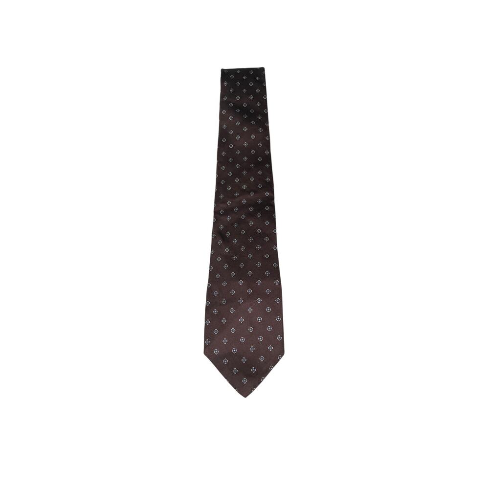 Christian Dior Tie Mens Brown 100%Silk VTG Geometric Classic Designer Business